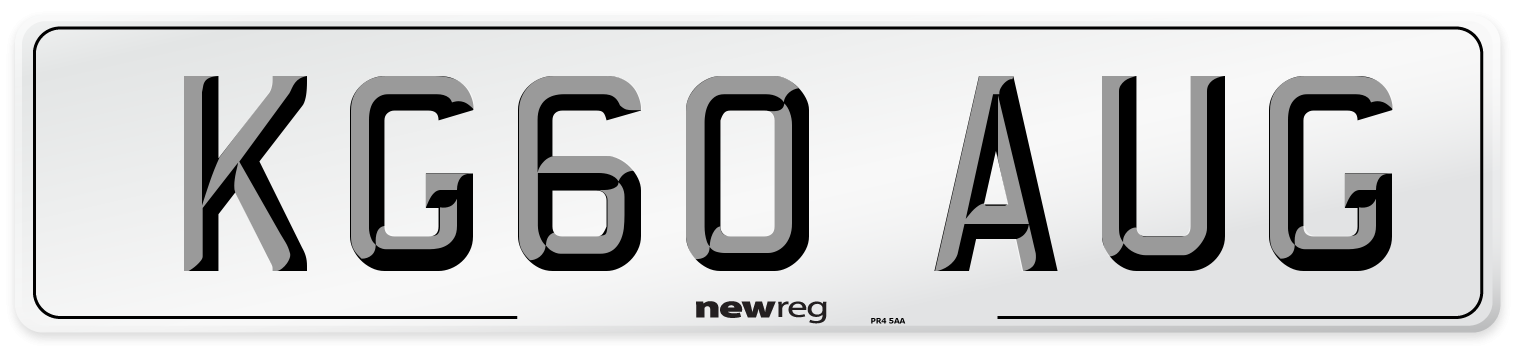 KG60 AUG Number Plate from New Reg